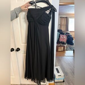 Bill Levkoff Black Dress bridesmaid long size 14 one shoulder